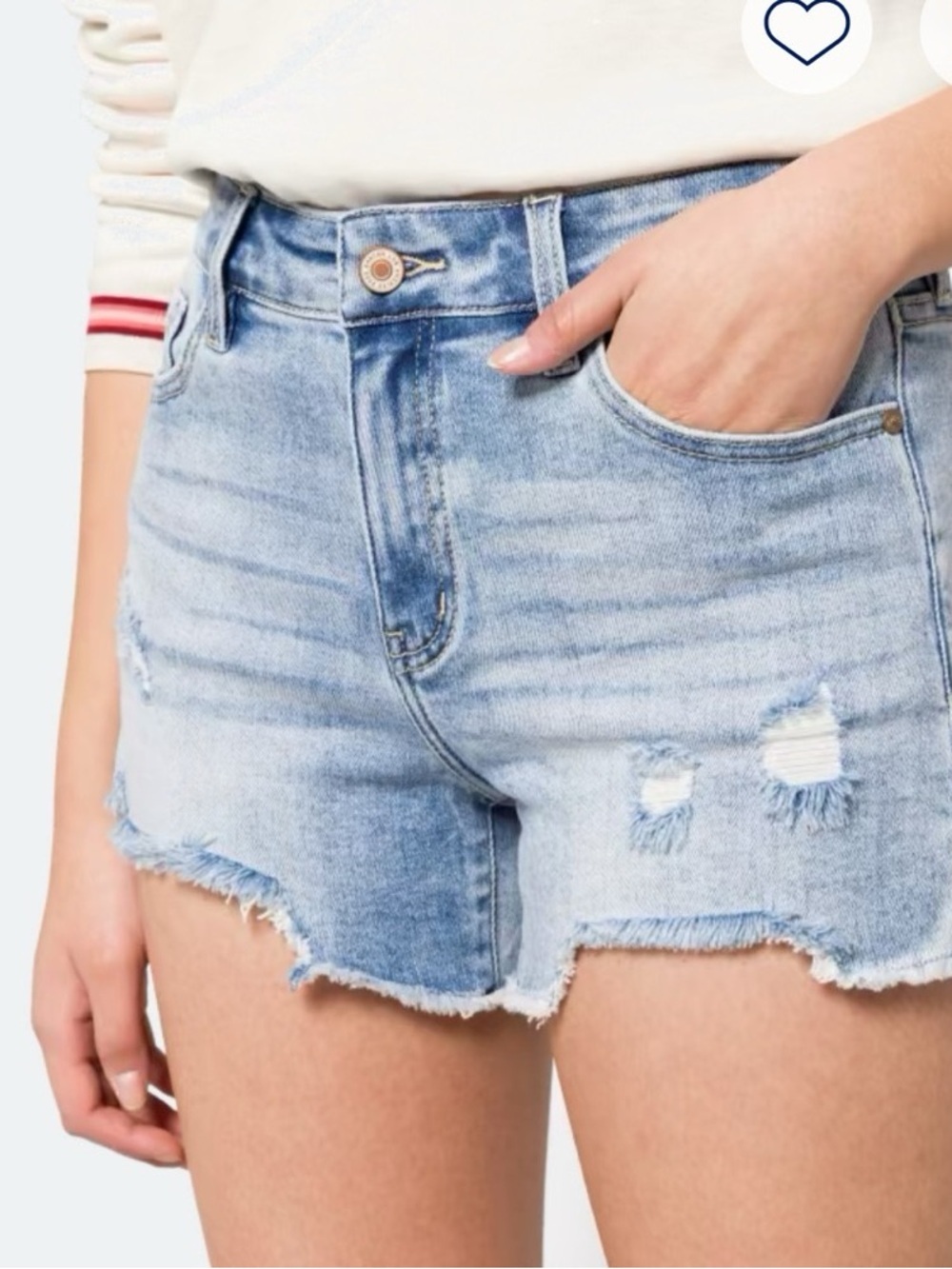 KanCan Light Blue Distressed High-Rise Denim Shorts